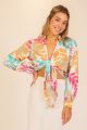 Tie Front Print Blouse