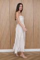 Strapless Striped Dress Brown