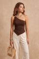 Detailed One Shoulder Top