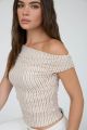 Striped Off The Shoulder Top Cream