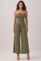 Ruched Strapless Jumpsuit Olive