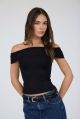 Fold Over Tee Black