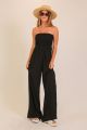 Smocked Top Wide Leg Jumpsuit Black